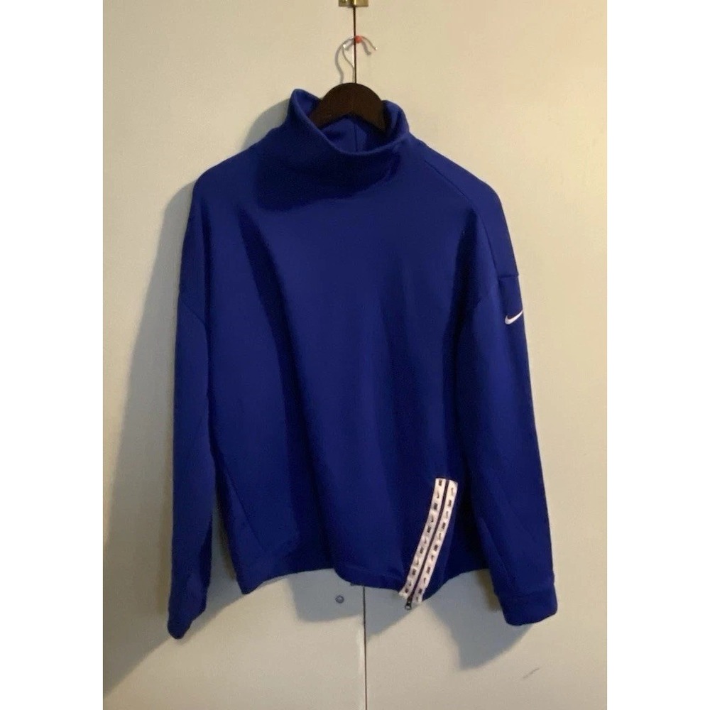 Nike Sweatshirt Womens L Blue Good Therma Funnel Neck Side Zip BV5206-455